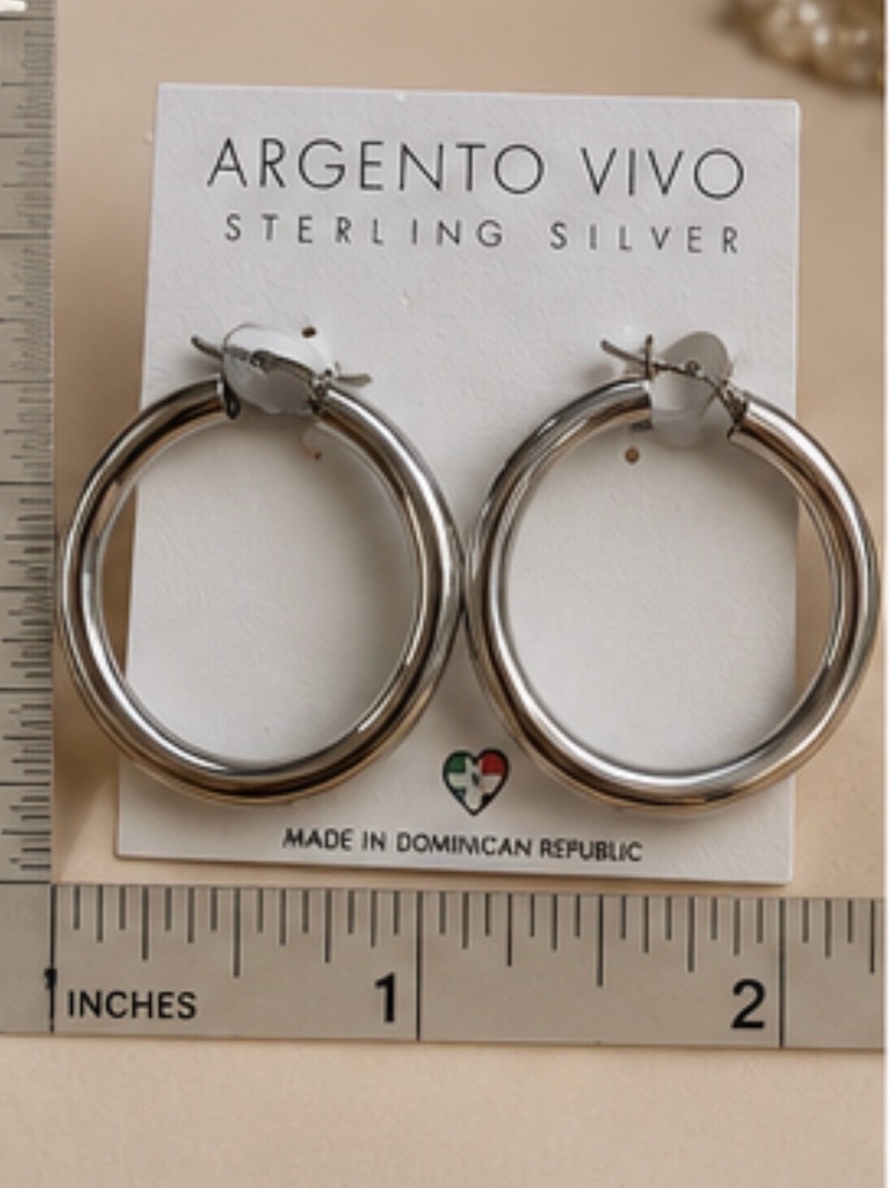 Argento Vivo 925 Silver Large Polished Hoop Classic Hinged Hoops - Picture 4 of 6